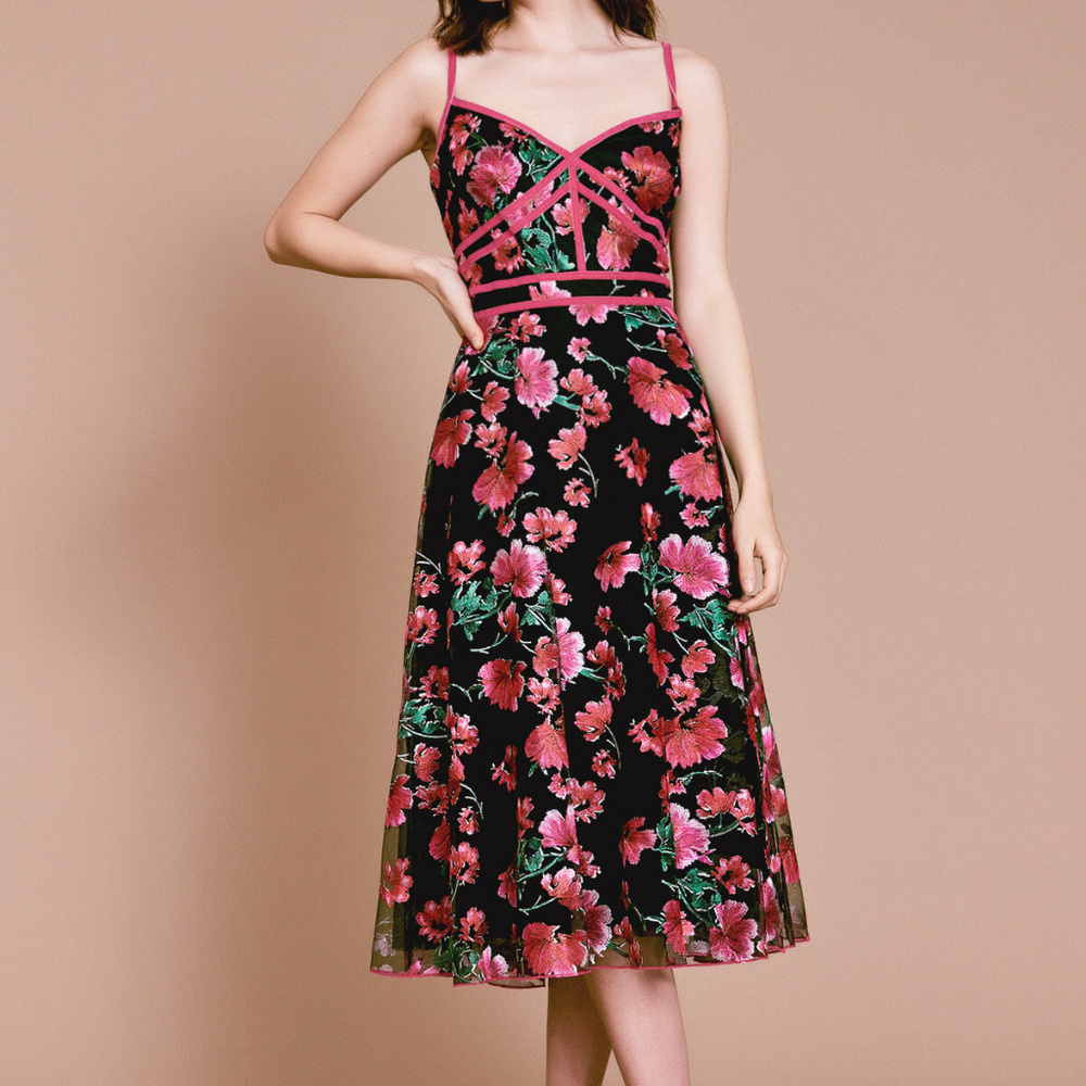 Posie Sleeveless floral embroidered dress